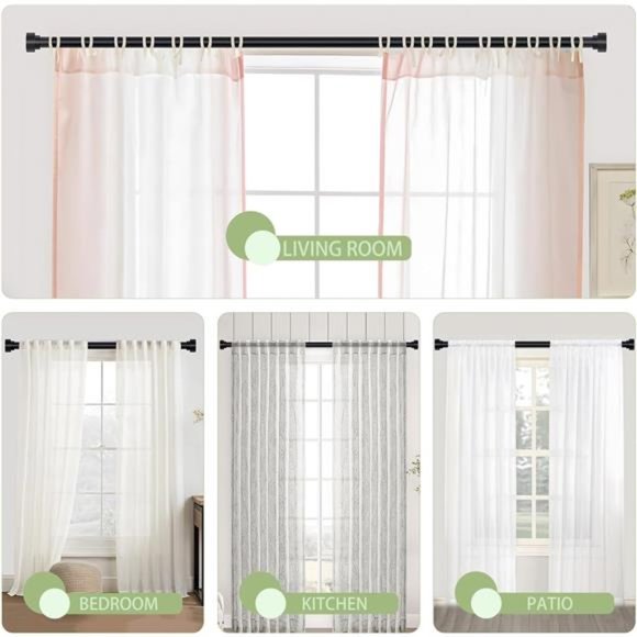2 Pack Black Curtain Rods for Windows 28 to 48 Inch(2.3-4ft),1 Inch Adjustable - Picture 6 of 7